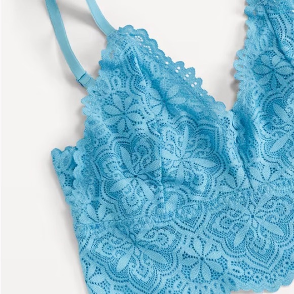 4/$25 NWT Old Navy Lace Longline Bralette Blue Cool Rain Sz XL - Picture 3 of 7